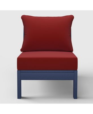 Outdoor HDPE Deep Seating Modular Armless Patio Blue Chair with Cushions