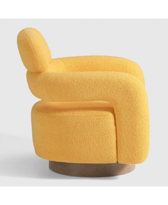 Mid-Century Modern Faux Sherpa Swivel Barrel Accent Chair
