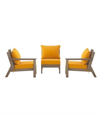 Outdoor Patio HDPE Weathered Wood Sectional Sofa with Patio Cushions