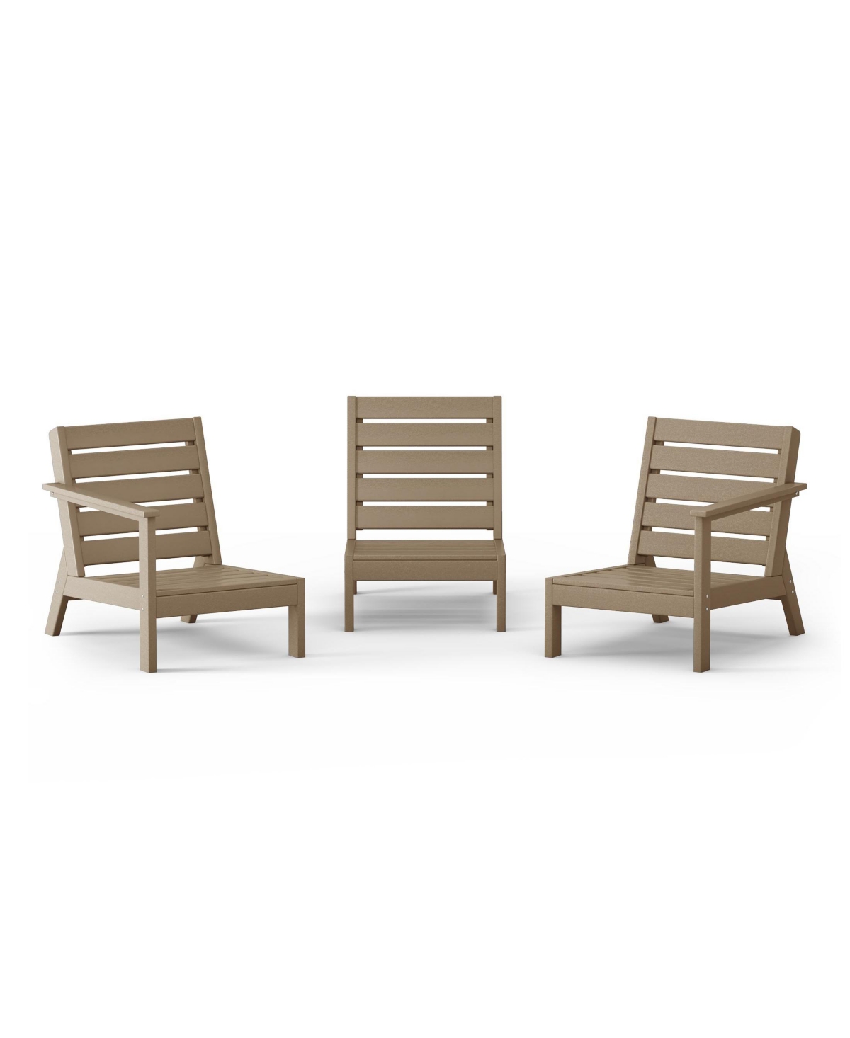 Outdoor Patio 3-Piece Hdpe Deep Seating Sectional Sofa - Weathered wood