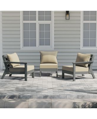 Outdoor Patio HDPE Gray Sectional Sofa with Patio Cushions