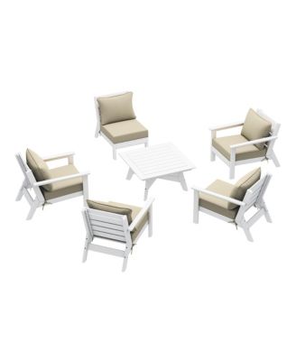Outdoor 6-Piece White Modular Sectional Patio Furniture Sofa Set