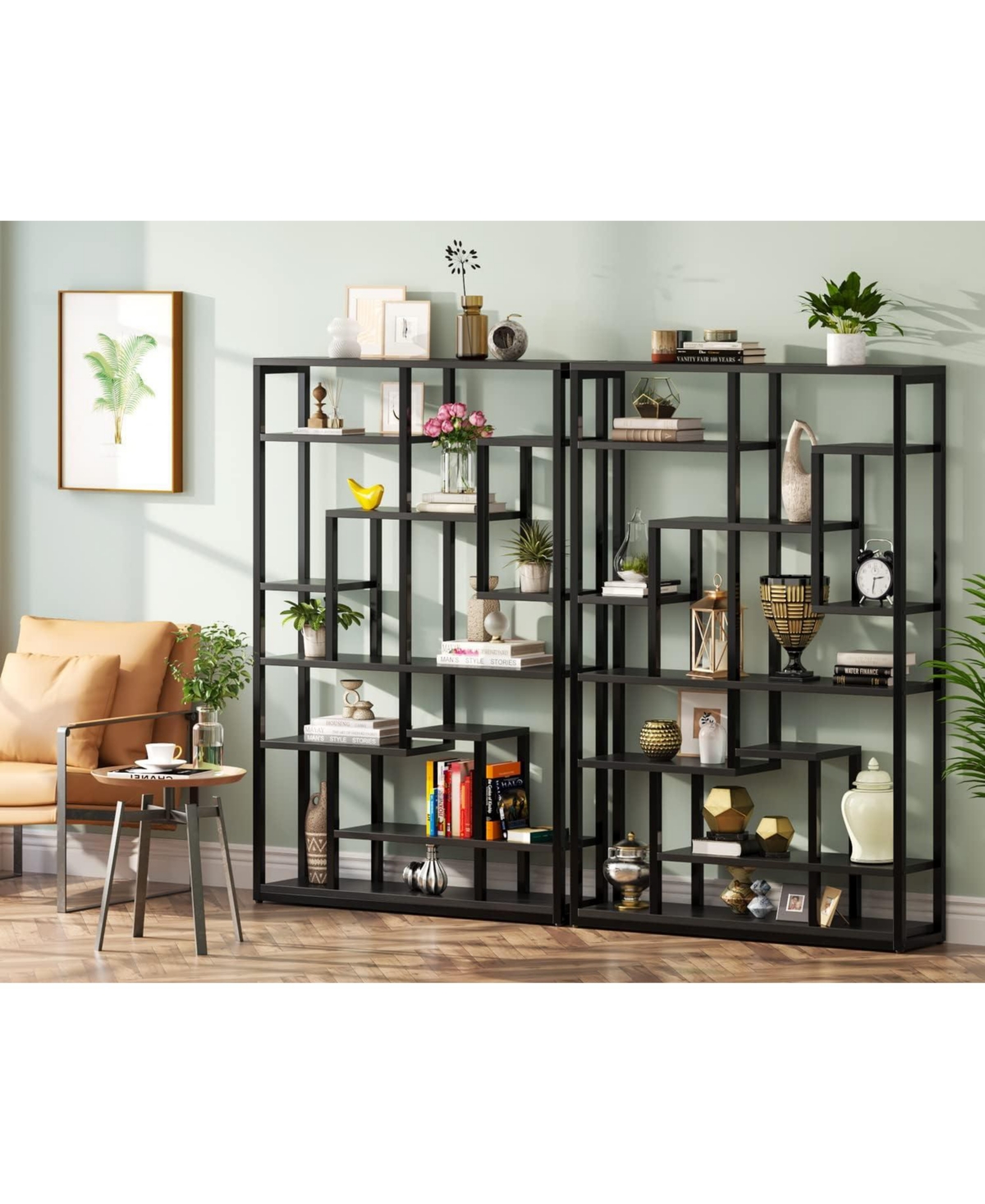 Tribesigns Black Bookshelf Bookcase 9-tier Bookcase 5.9ft Tall Display Bookshelf Organizer With Open Storage Sh In Black