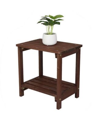 Rectangular Wood Side Table For Indoor & Outdoor
