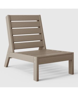 Outdoor HDPE Deep Seating Modular Armless Patio Weathered Wood Chair with Cushions