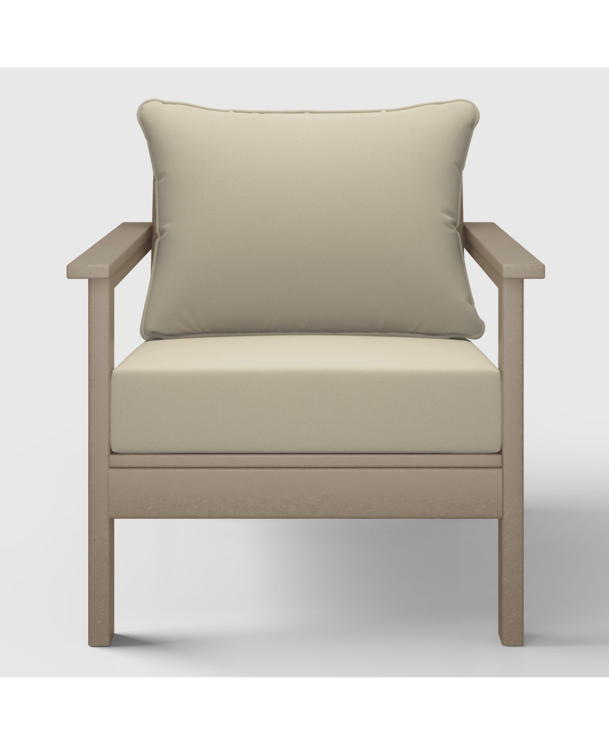 WestinTrends Outdoor Modern Hdpe Patio Weathered Wood Club Chairs with Deep Seat Cushions (Set of 2)