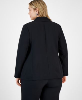 Plus Size Long-Sleeve One-Button Blazer