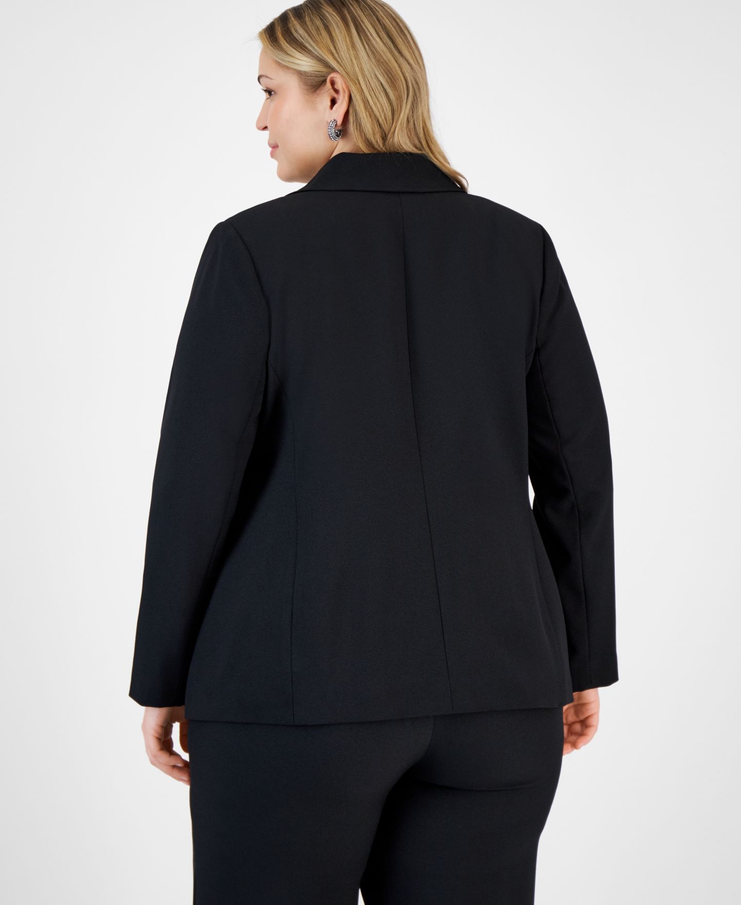 Женский пиджак Tahari ASL Plus Size Long-Sleeve One-Button Blazer, цвет: Чёрный — фото 2