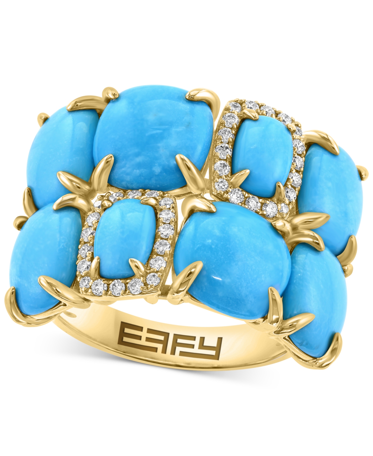 Effy Turquoise & Diamond (1/6 ct. t.w.) Cushion Cluster Ring in 14k Gold - Turquoise