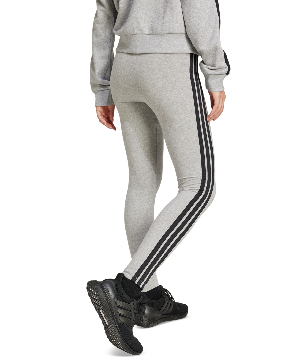 Shop Adidas Originals Women's Slim-fit Full-length High-rise Leggings In Medium Grey Heather,black
