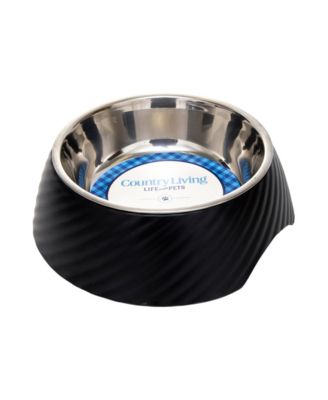 Set of 2 Twill Melamine Dog Bowls with Removable Stainless Steel Inserts – Stylish & Durable Pet Feeder