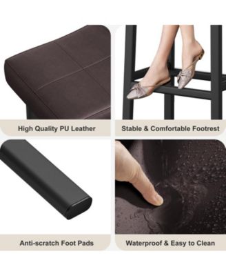 24" Counter Bar Stools, Set of 2 – Curved, PU leather Padded, Upholstered, Easy Assembly, Ideal for Kitchen Islands.