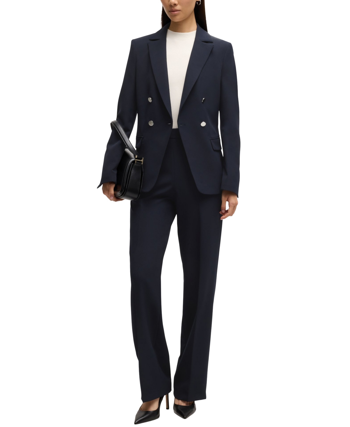 Hugo Boss Tulea Wool-blend Pant In Dark Blue