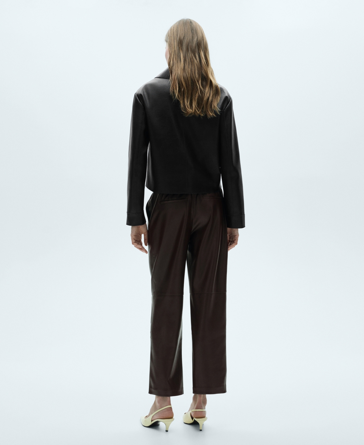 Mango Women's Leather-Effect Elastic Waist Trousers
