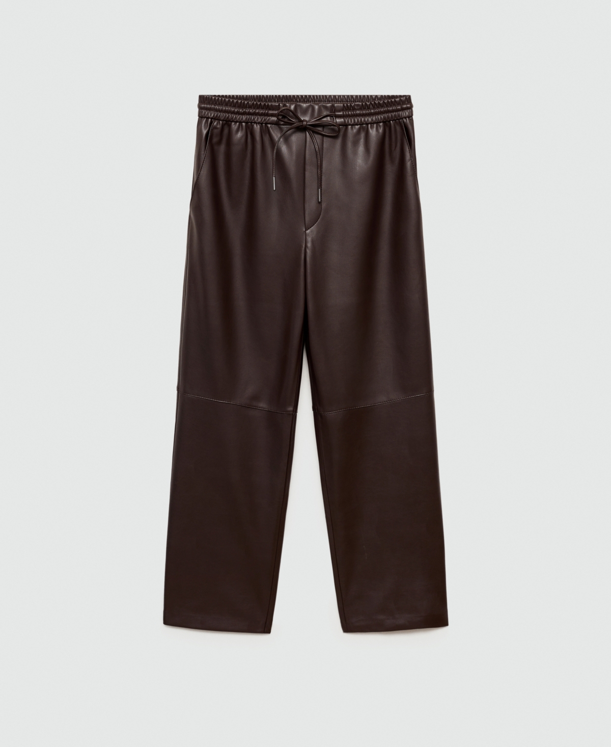 MANGO WOMEN'S LEATHER-EFFECT ELASTIC WAIST TROUSERS
