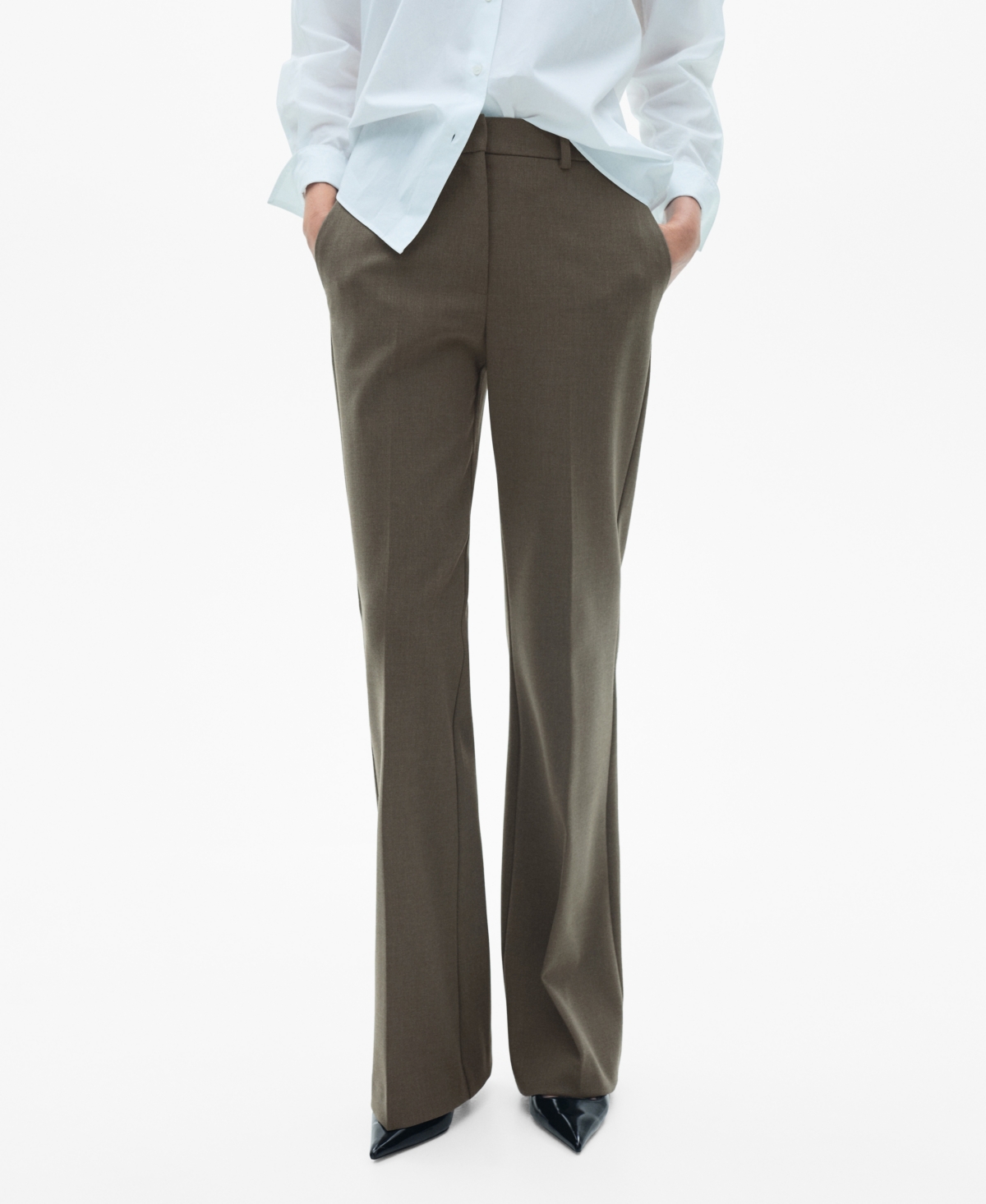 Mango Women's Pocket Flared Pants In Green
