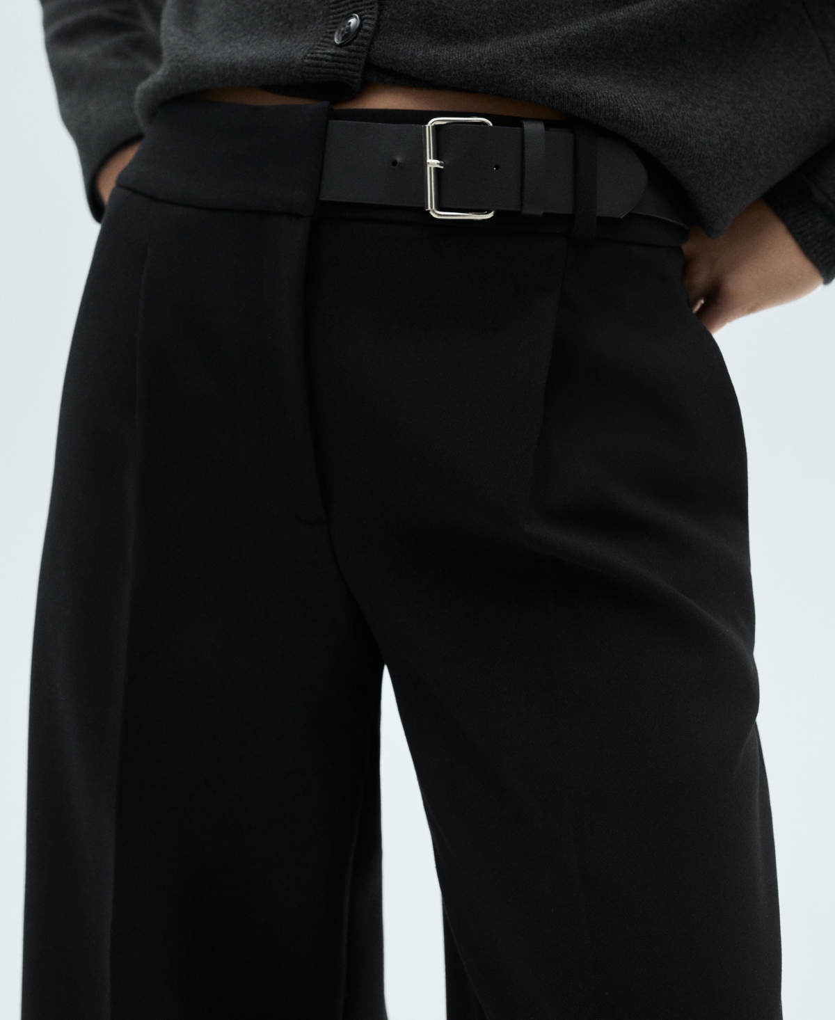 Shop Mango Women's Belt Straight-fit Pants In Black