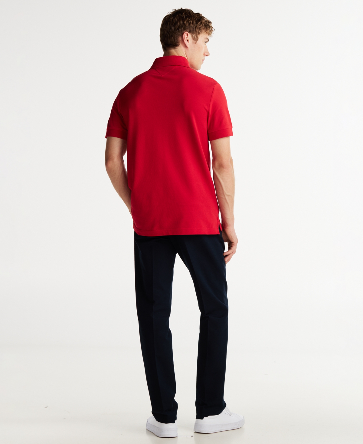 TOMMY HILFIGER MEN'S BIG & TALL SHORT SLEEVE EMBROIDERED CHEST STRIPE POLO SHIRT 