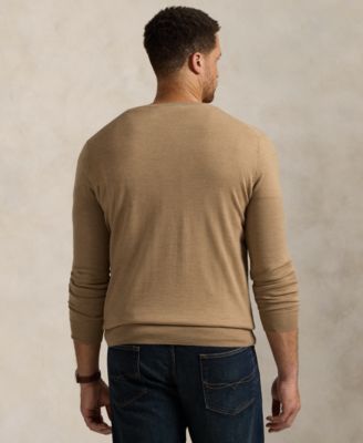 Men's Big & Tall Washable Wool V-Neck Sweater