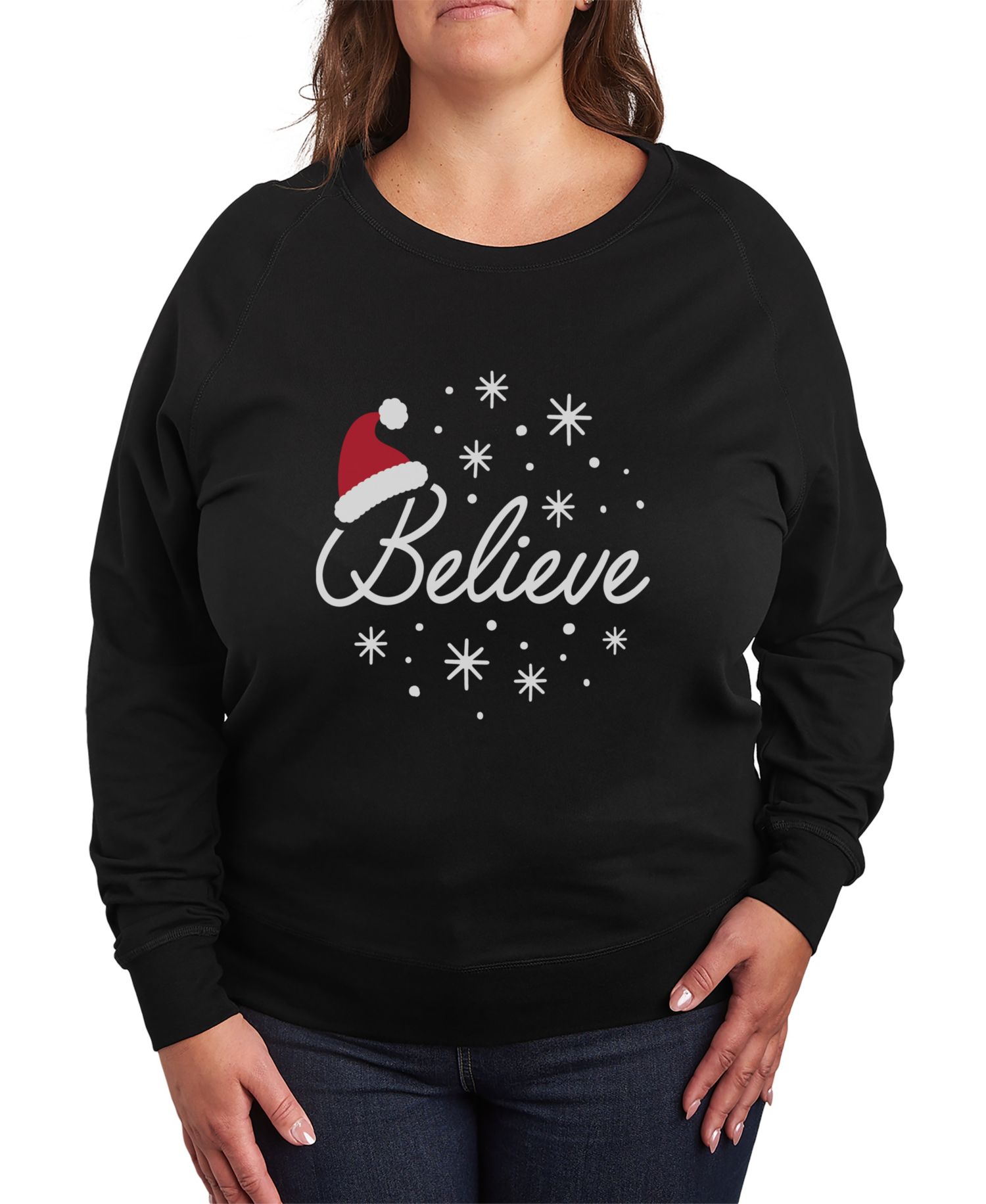 Plus Size Trendy Believe Graphic Pullover Top