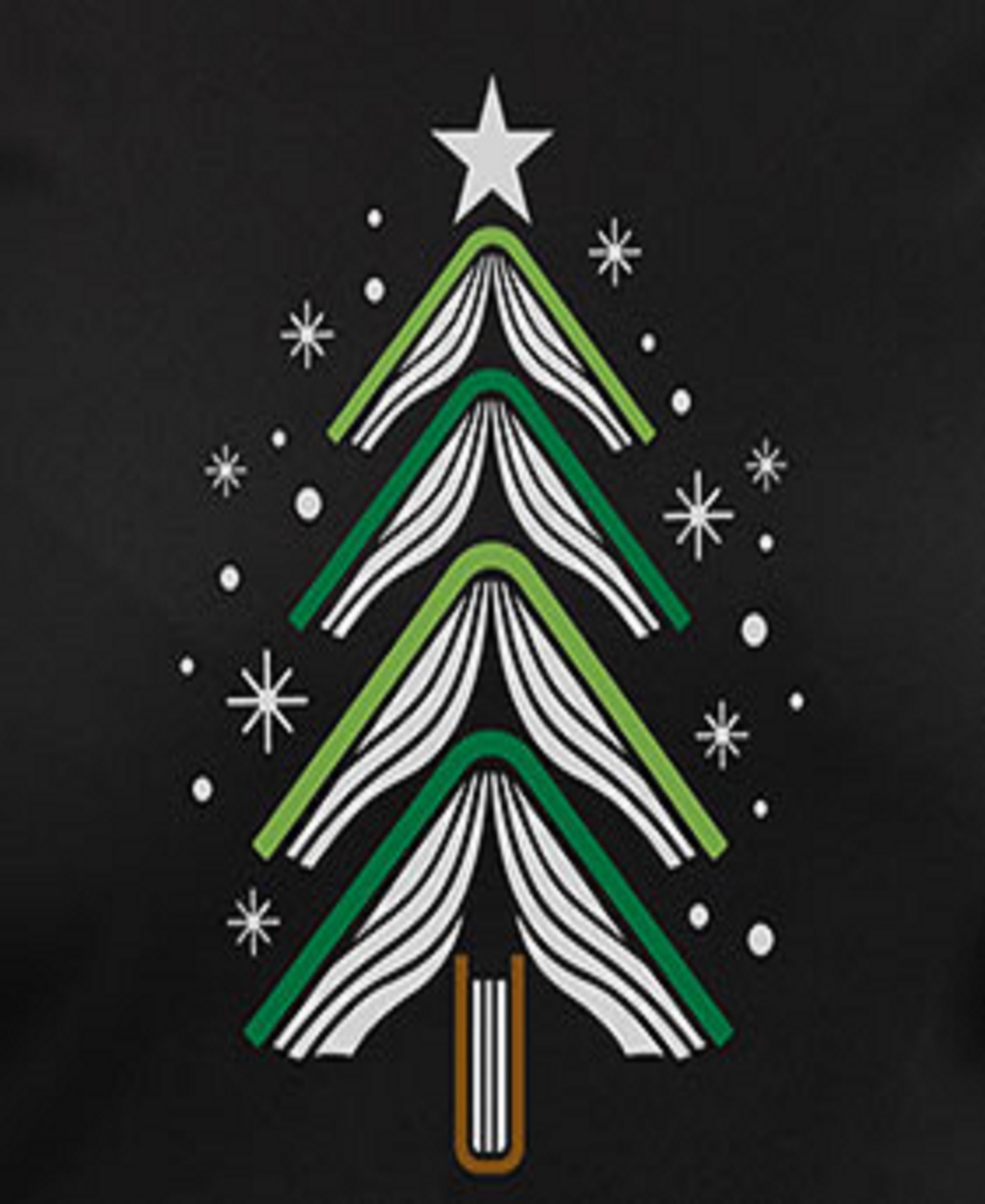 Hybrid Apparel Plus Size Trendy Christmas Tree Book Graphic Pullover Top