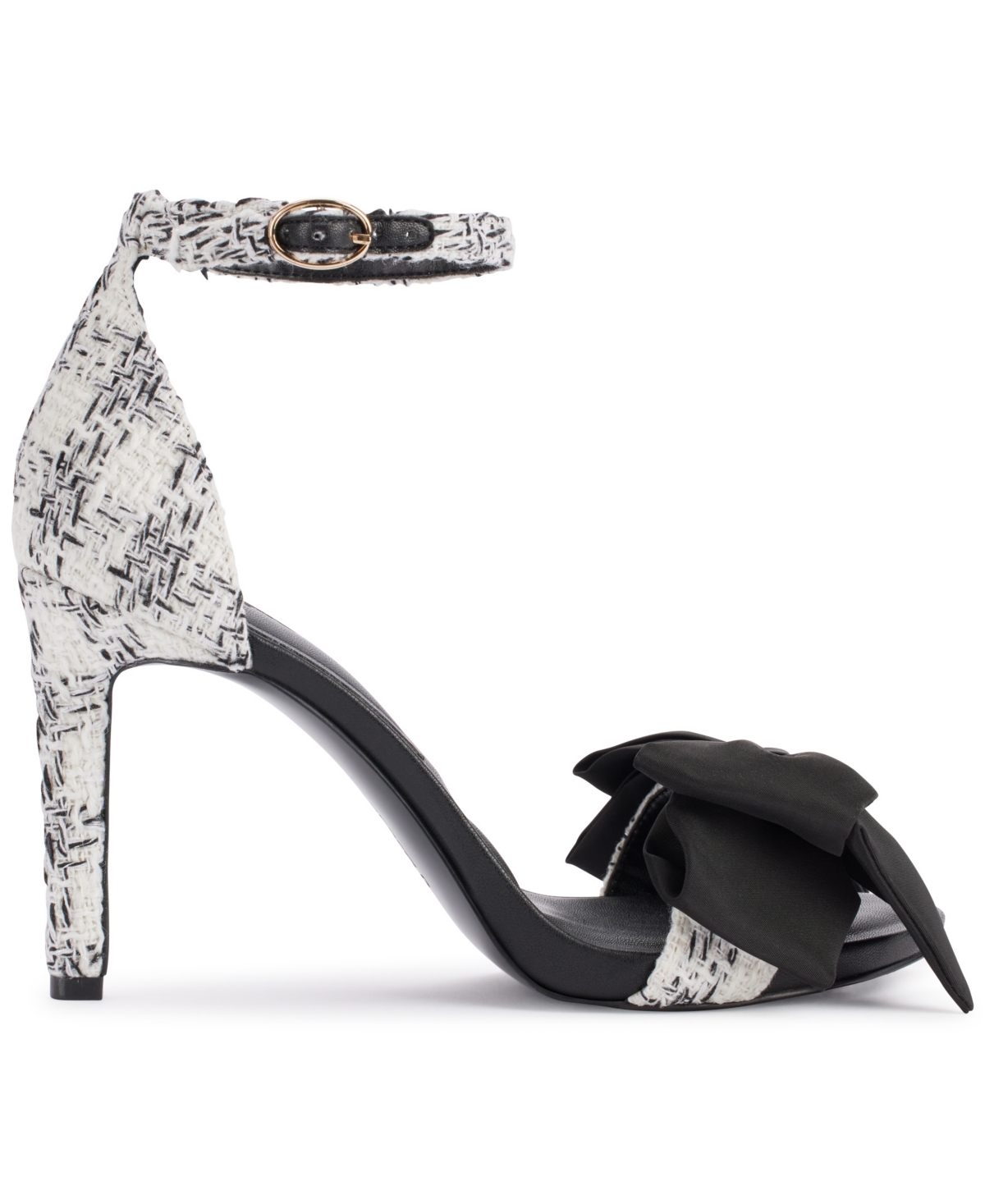 Shop Karl Lagerfeld Women's Kenz Bow Ankle Strap Dress Sandals In White,black