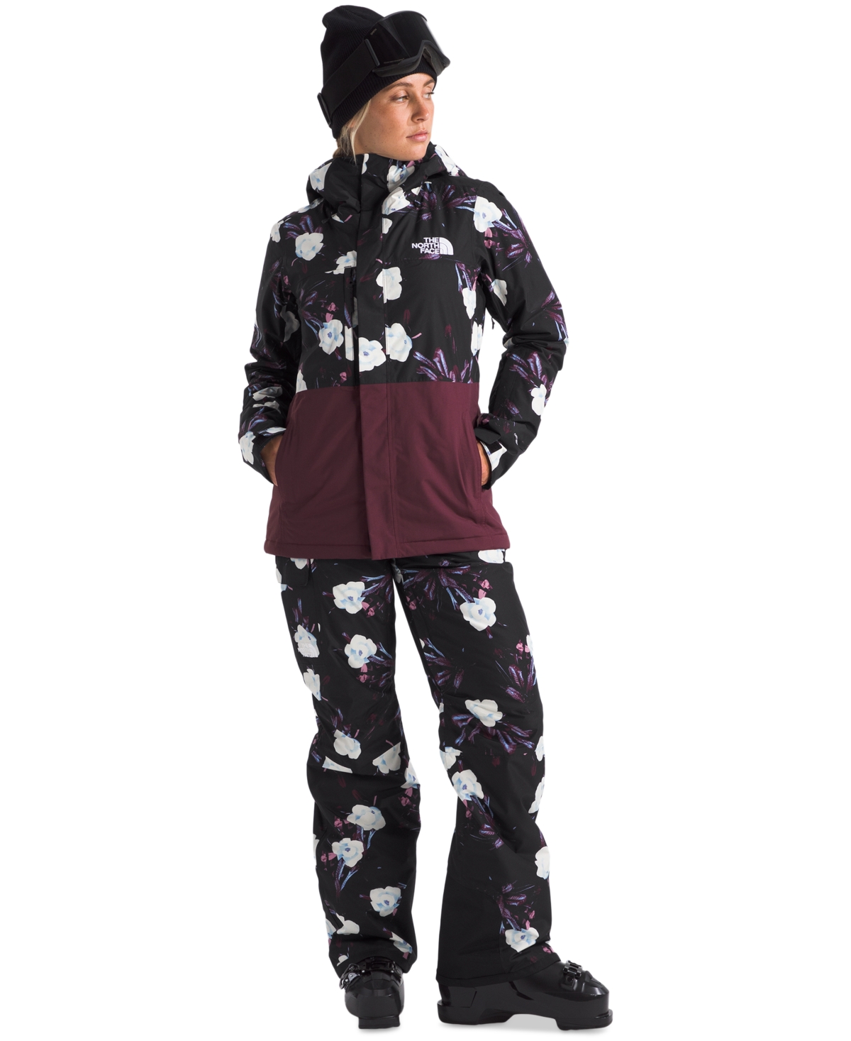 The North Face Women's Freedom Insulated Pants In Tnf Black Winter Flowers Print