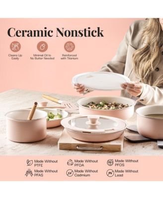 18 Piece Ceramic Nonstick Detachable Handle Cookware Set