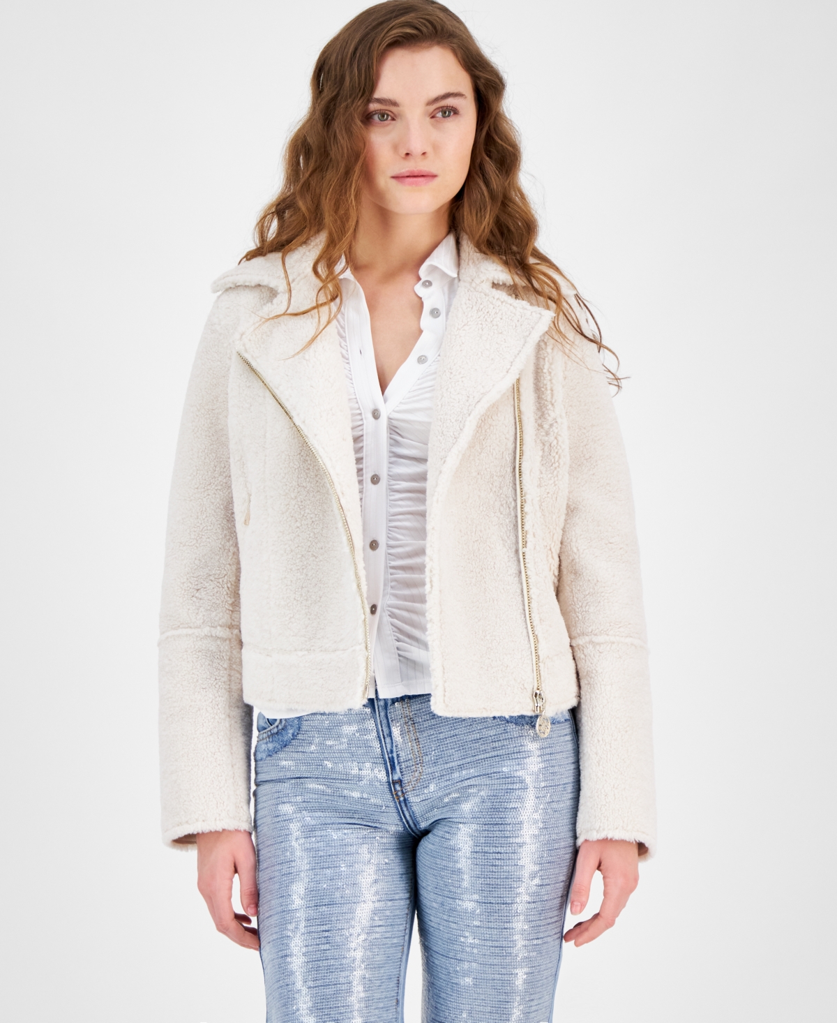 Women's Ivonne Faux-Fur Zip-Front Jacket - Cream White Multi