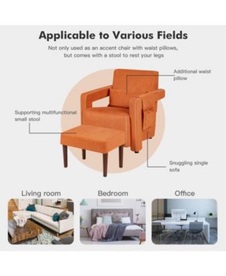 Modern Berber Fleece Single Sofa Chair with Ottoman and Waist Pillow