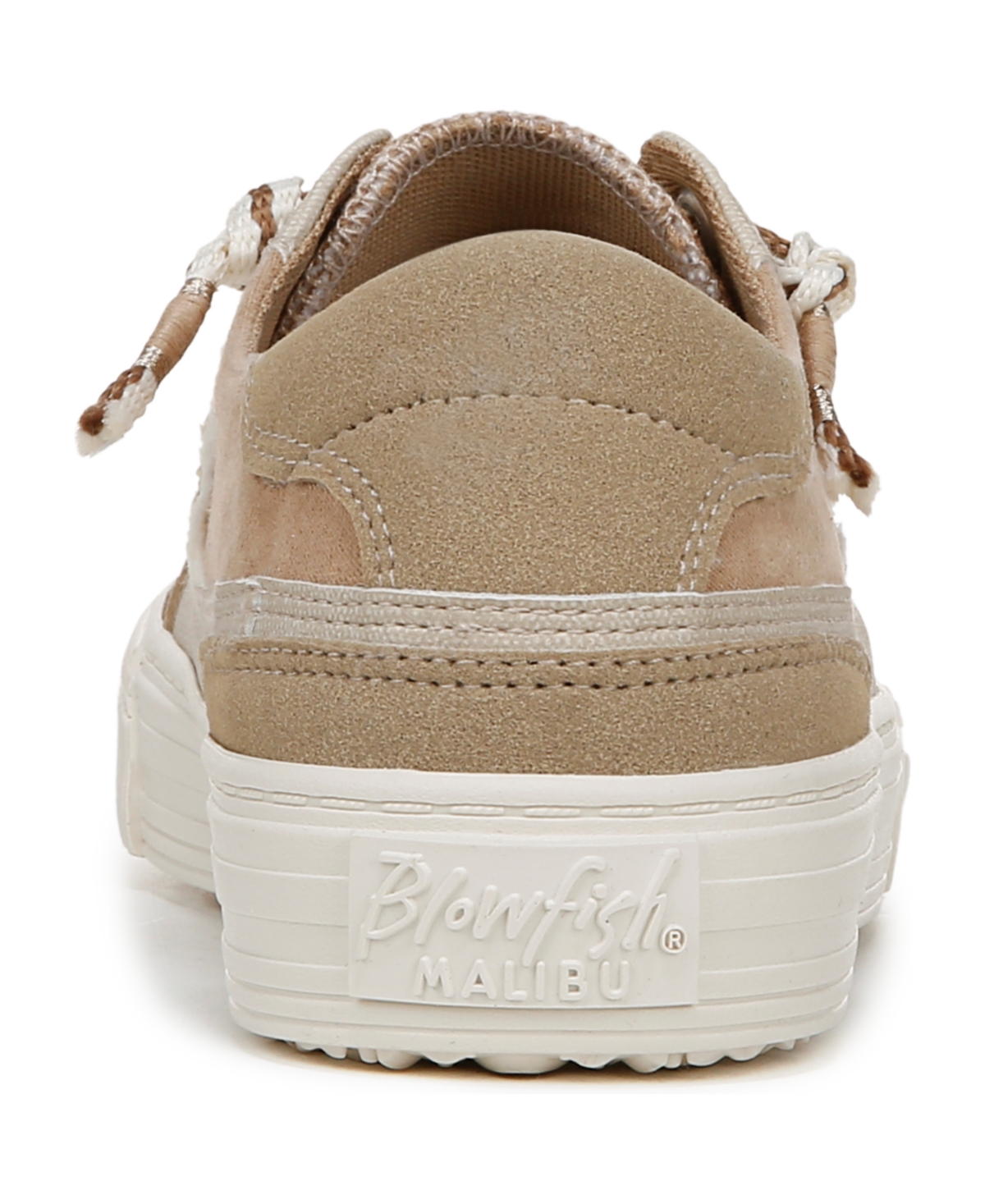 Shop Blowfish Malibu Women's Alex Round Toe Lace Up Sneakers In Sand Raffia,faux Leather