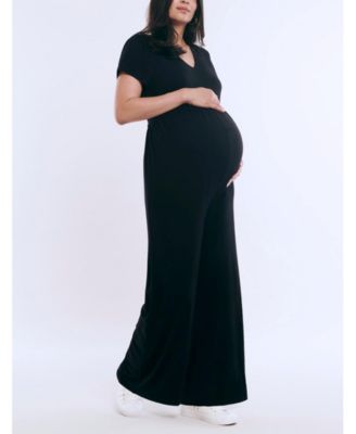 Maternity Short Sleeve V-Neck Flare Leg Jumpsuit - Motherhood