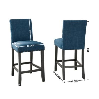 Set of 2 Counter Height Stools with Nailhead Trim-The Pop Home
