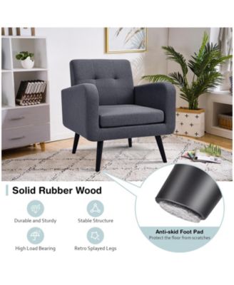 Modern Upholstered Comfy Accent Chair Single Sofa with Rubber Wood Legs
