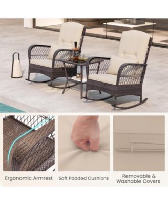 3 Pieces Rocking Bistro Set with 2-Tier Table