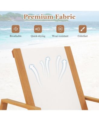 Patio Chaise Lounge Chair with Armrests and Fabric Seat for Backyard