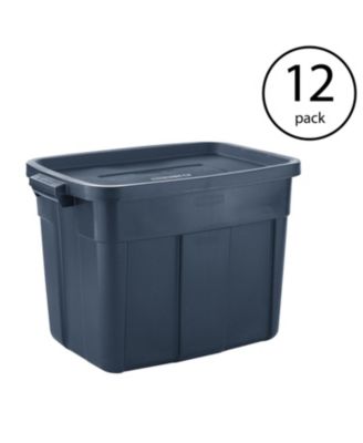 18 Gallon Stackable Storage Container, Dark Indigo Metallic (12 Pack)