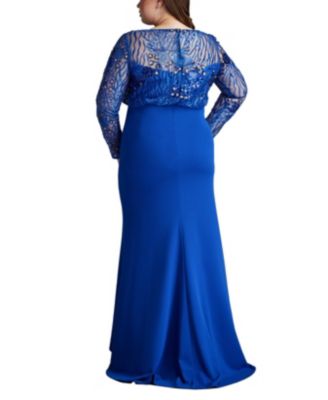 Plus Size Garnet Sequin Embroidered Blouson Gown