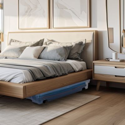 70 Qt Under Bed Wheeled Storage Boxes with Dual Hinged Lids (2 Pack)