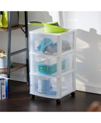Classic 3 Drawer Organizer Plastic Storage Cart w/ Wheels, White