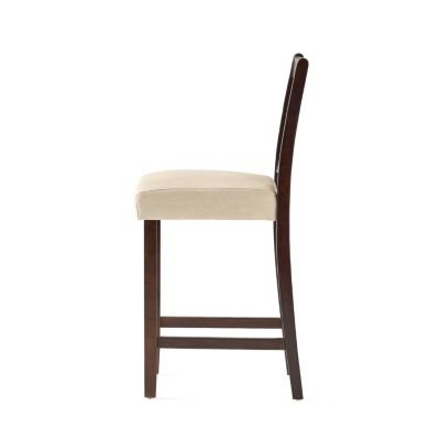 Set of 2 Counter Height Chairs with 5cm Cushion, Wooden Back Bar Stools-The Pop Home