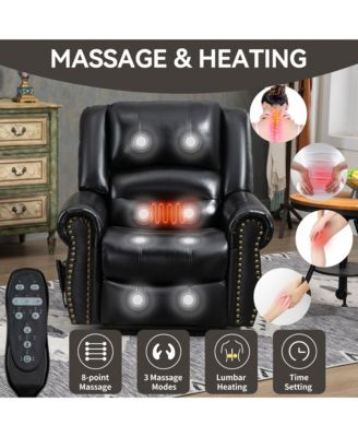  1 Pc  Faux Leather Heat Dual Motor Massage Power Lift Recliner Chair