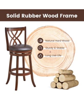 360° Swivel Counter Height Chairs with PU Leather Cushioned Seat and Footrests-30 inches