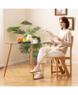 Multifunctional 3-in-1 Ladder Chair Display Plant Stand for Library Kitchen Office