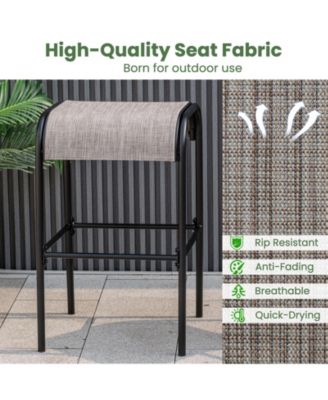 Set of 4 Patio Metal Bar Stools with Curved Fabric Seat-Set of 4