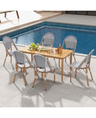 French Bistro Chair Set of 2 with Galvanized Metal Framex