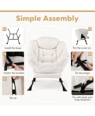 Sherpa Upholstered Accent Chair with Cozy Head Pillow