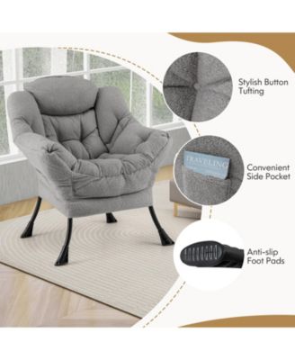 Modern Accent Chair with Folding Footrest and Head Pillow
