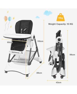 Boys A-Shaped High Chair with 4 Lockable Wheels