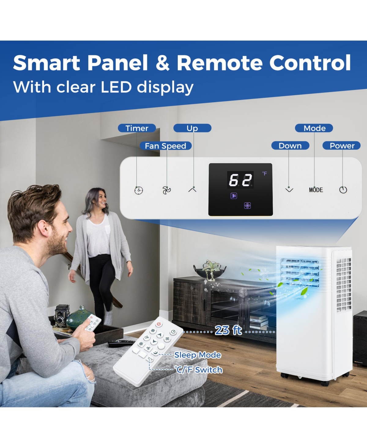 Gouun 9000 Btu Portable Air Conditioner 1 Ac Unit with Fan and Dehumidifier